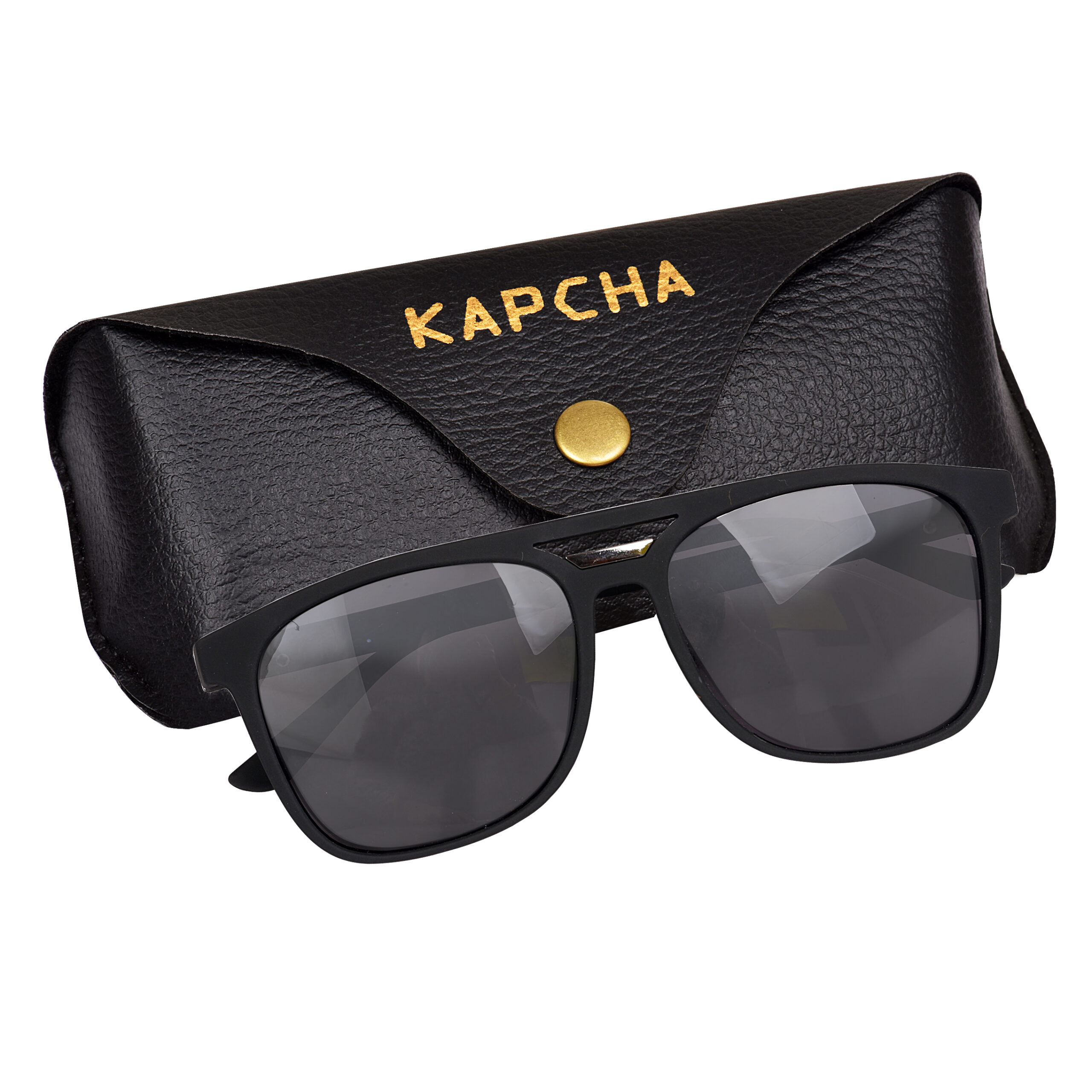 KAPCHA Unisex Classic Square Sunglasses, Matte Black Frame - Image 4
