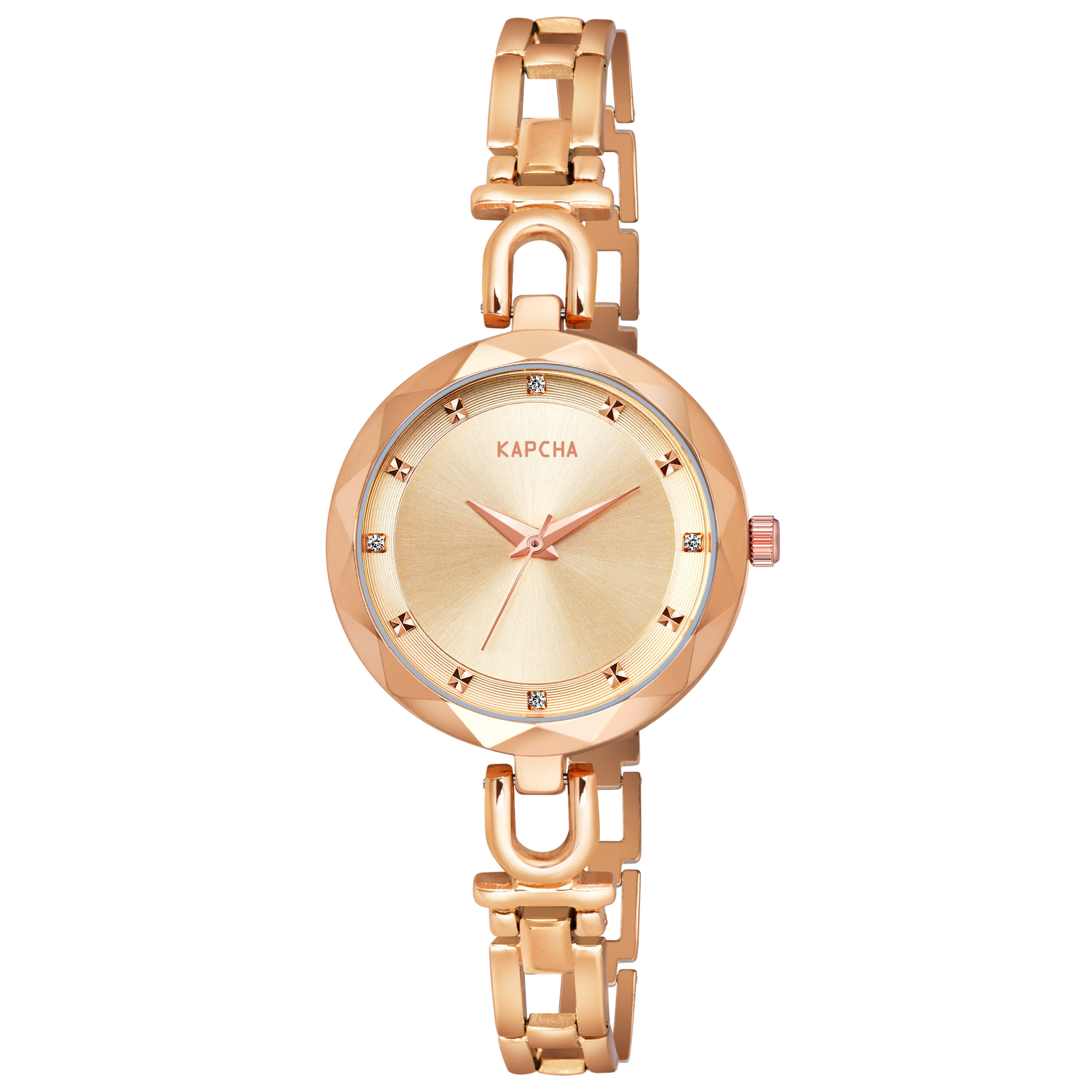 KAPCHA Versatile Stylish Women's Mesh Strap Watch with Golden Stone Gifting Bracelet, Round Dial Shape, Quartz Movement. - Image 2