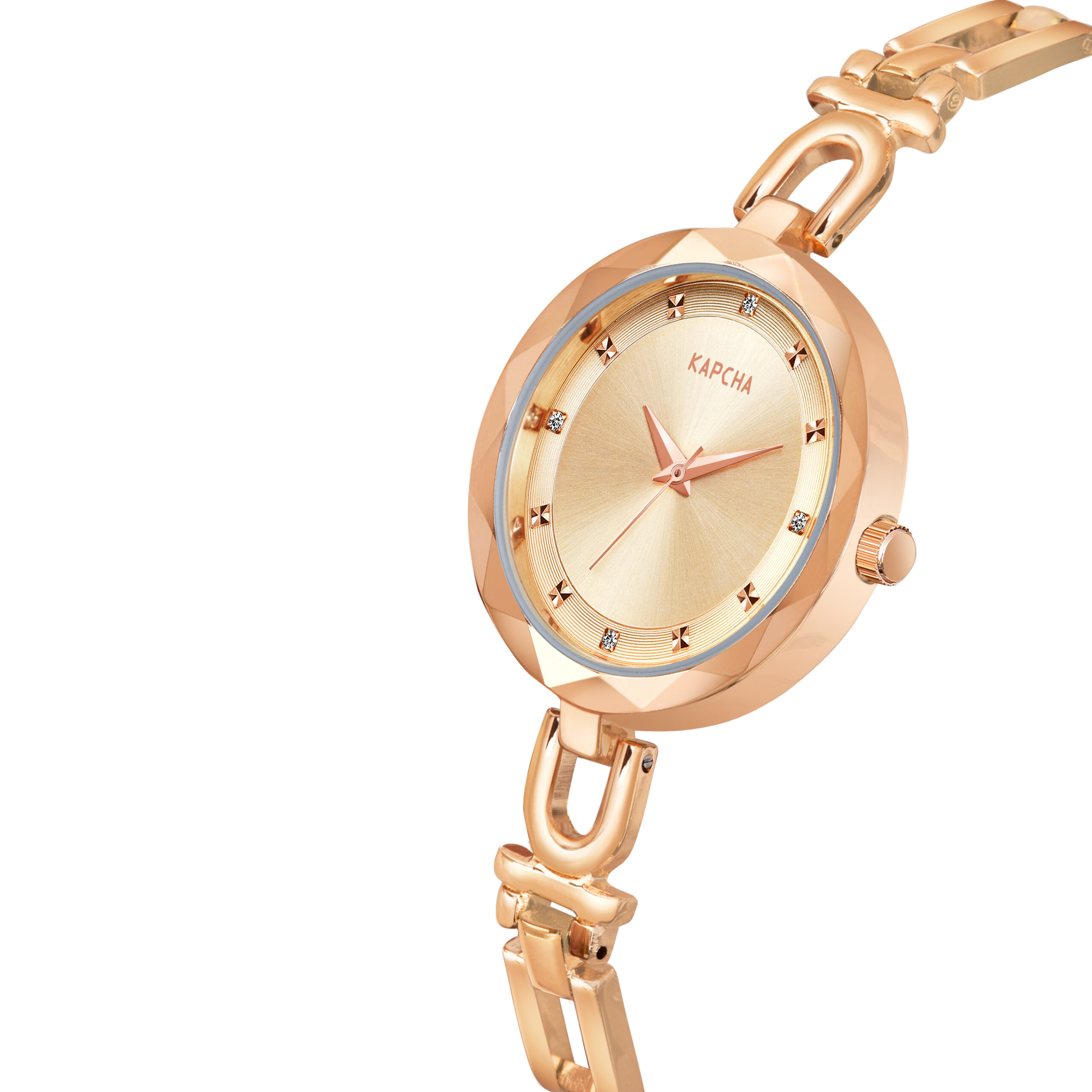 KAPCHA Versatile Stylish Women's Mesh Strap Watch with Golden Stone Charm Bracelet, Round Dial Shape, Quartz Movement. - Image 3