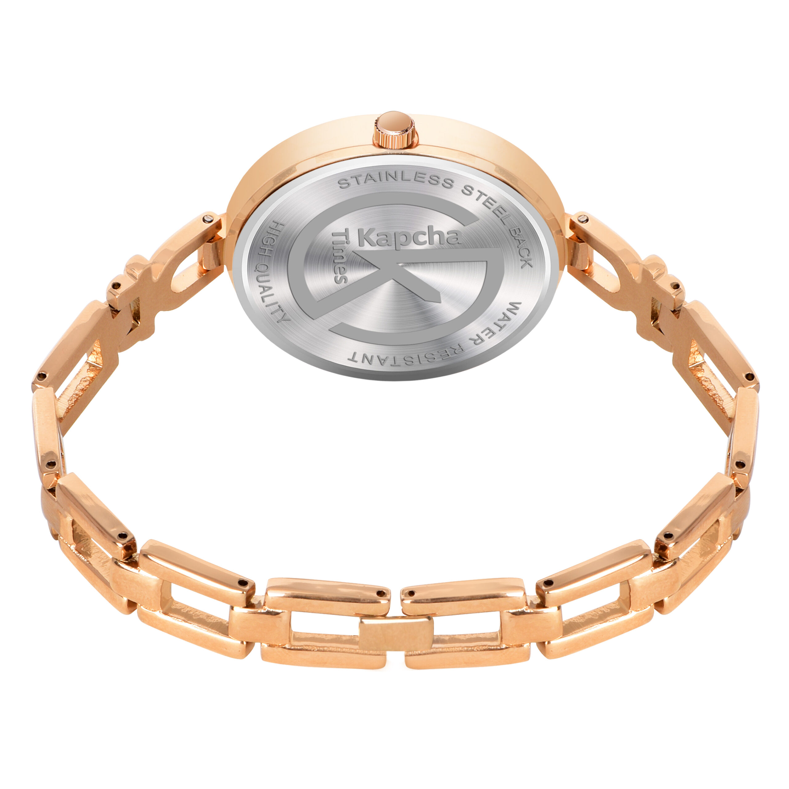KAPCHA Versatile Stylish Women's Mesh Strap Watch with Golden Stone Charm Bracelet, Round Dial Shape, Quartz Movement. - Image 4