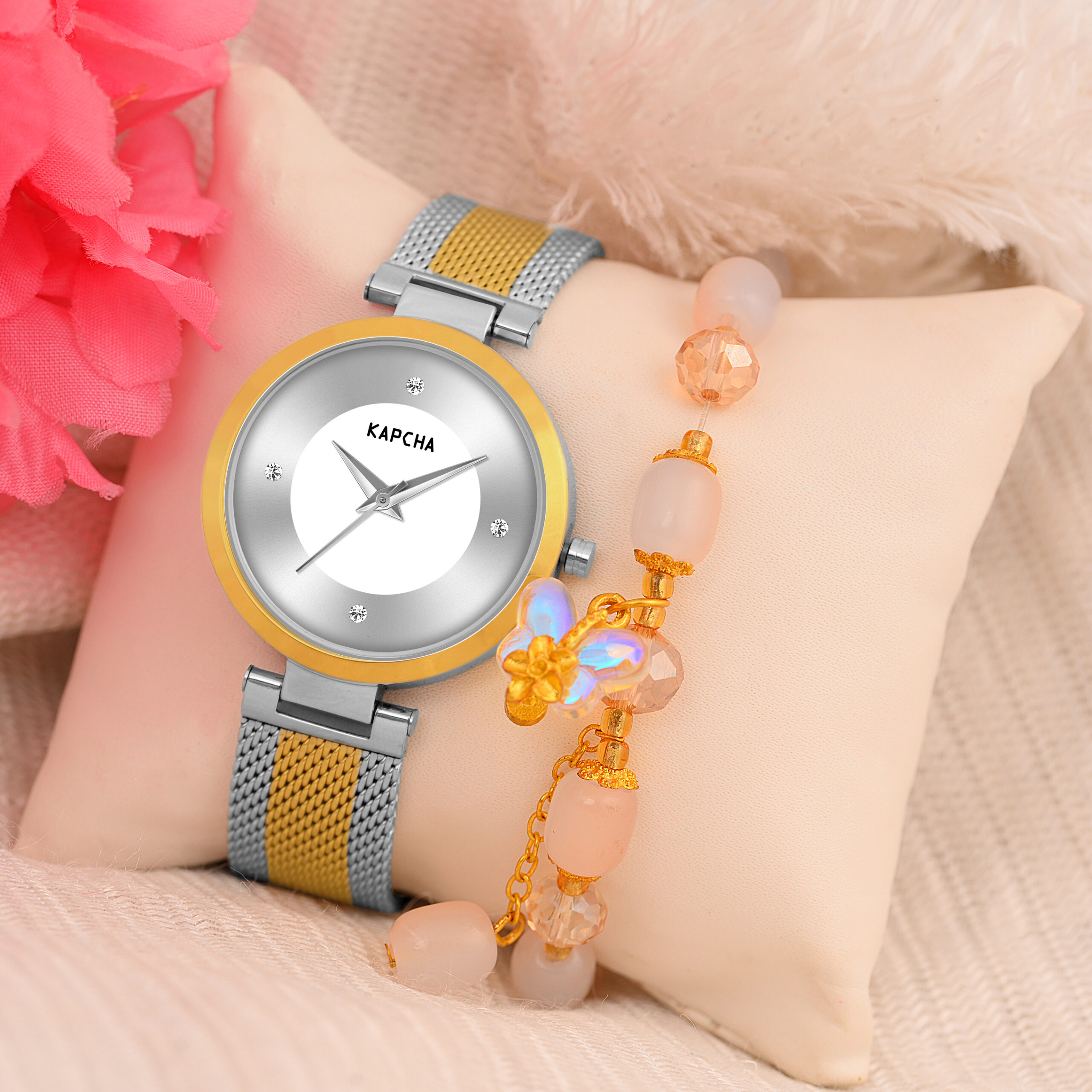 KAPCHA Women's Analogue Watch with Sleek Design Gift Bracelet, Reliable Quartz Movement.
