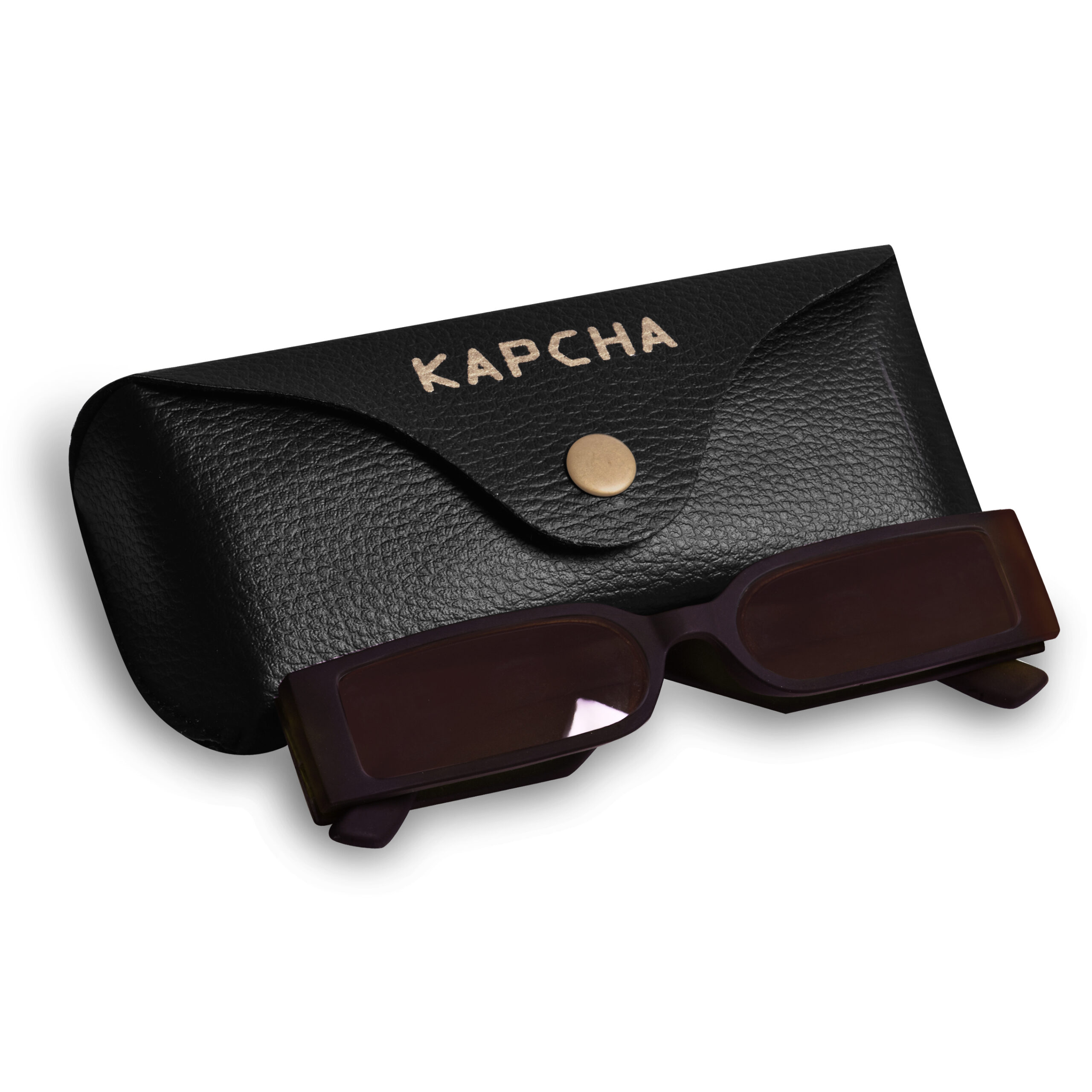 KAPCHA UV Protection Retro Square Sunglasses For Men, Brown-Toned Frame, Trendy Design with Leather Case - Image 3