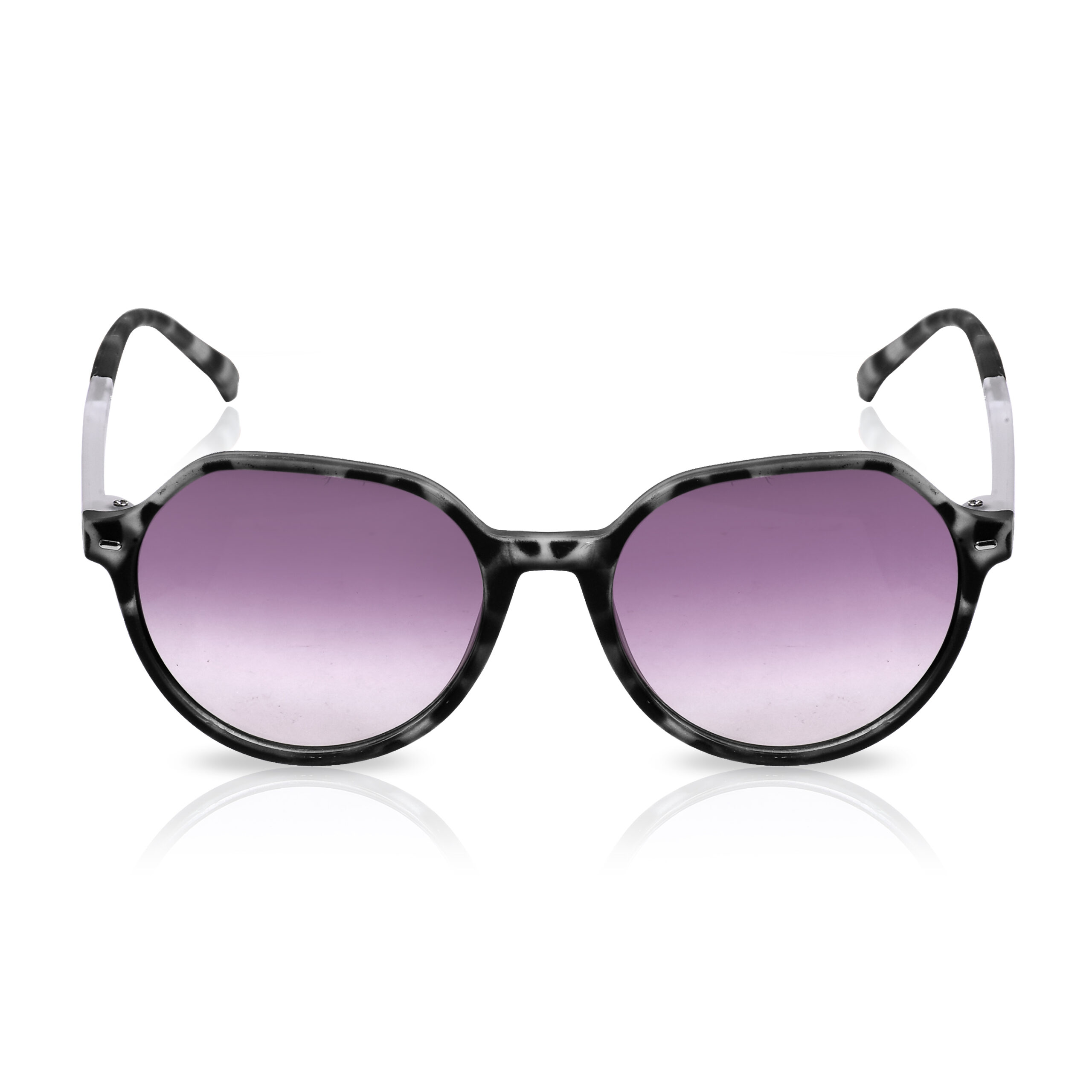 KAPCHA Round Sunglasses For Women, UV Protected Lens, Purple Toned Frame, Trendy Design, Leather Case - Image 2