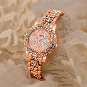 KAPCHA Crystal Ladies Watch, Rose Gold, Double Crystal Bezel, Roman Numerals