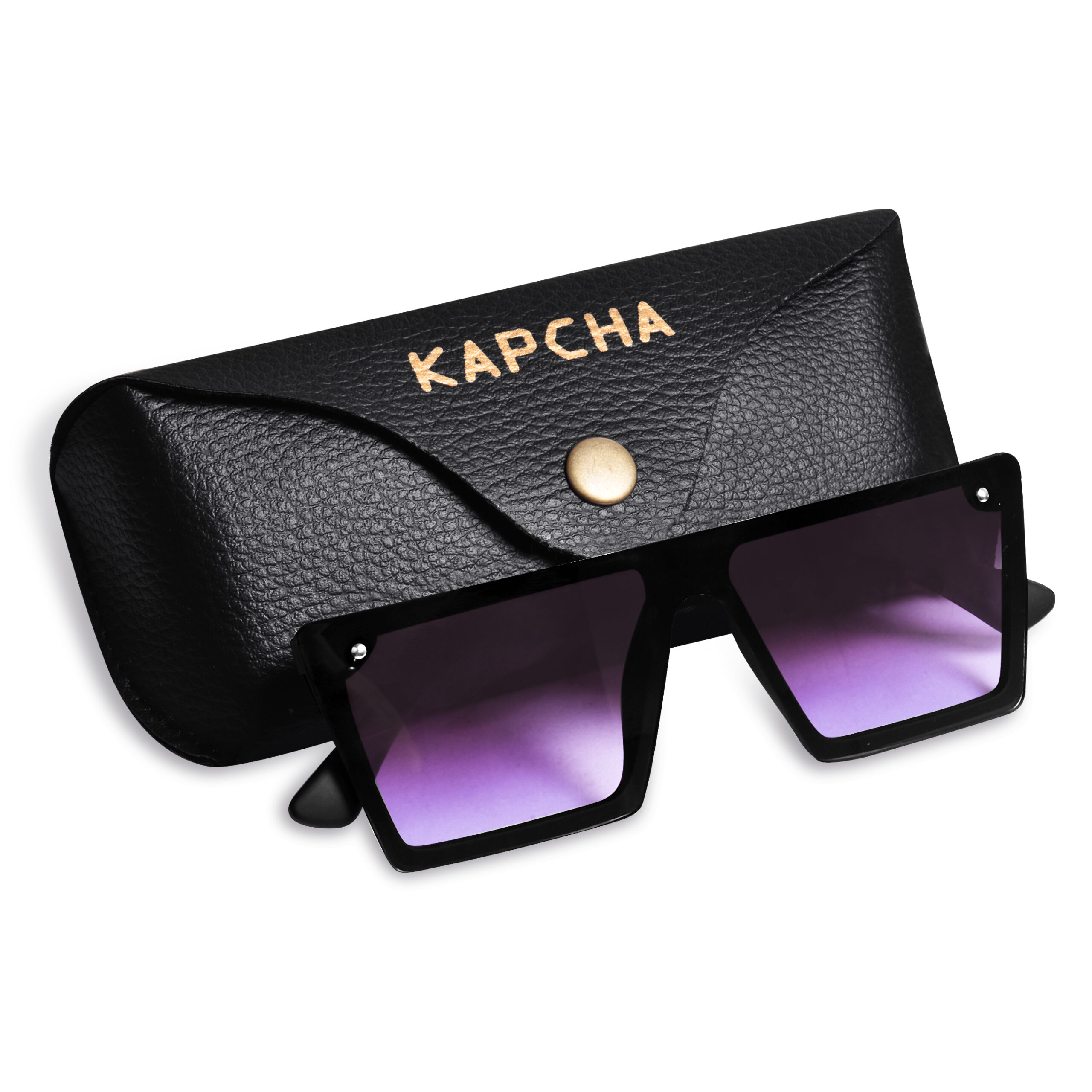 KAPCHA Square Oversized Sunglasses, Purple Gradiant Lens, UV Protected Lens - Image 3