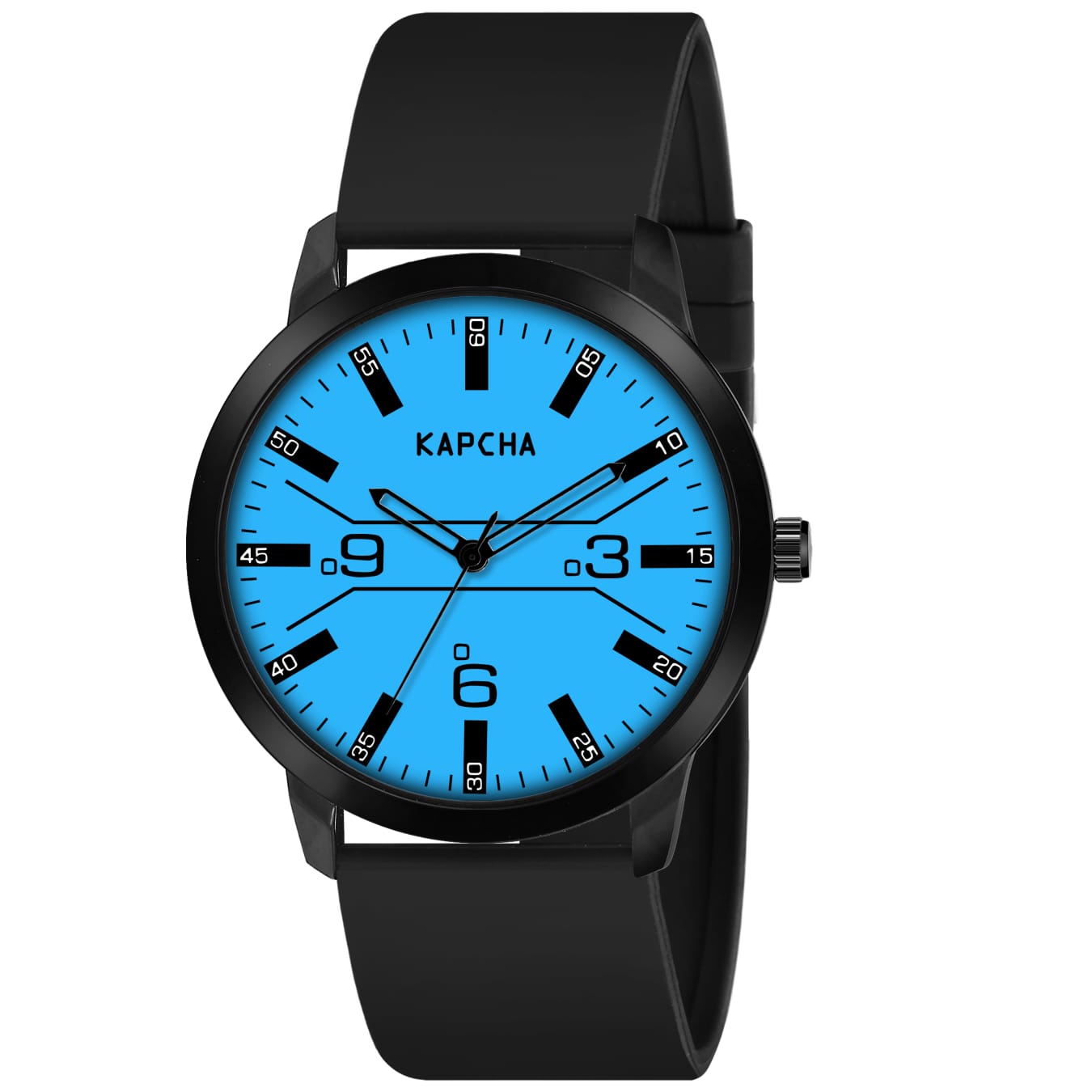 KAPCHA Stylish Mens Silicone Strap Watch, Blue Round Dial Shape, Quartz Movement - Image 3