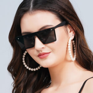 KAPCHA Square Oversized Sunglasses For Women, Black Gradiant Lens, UV Protected Lens