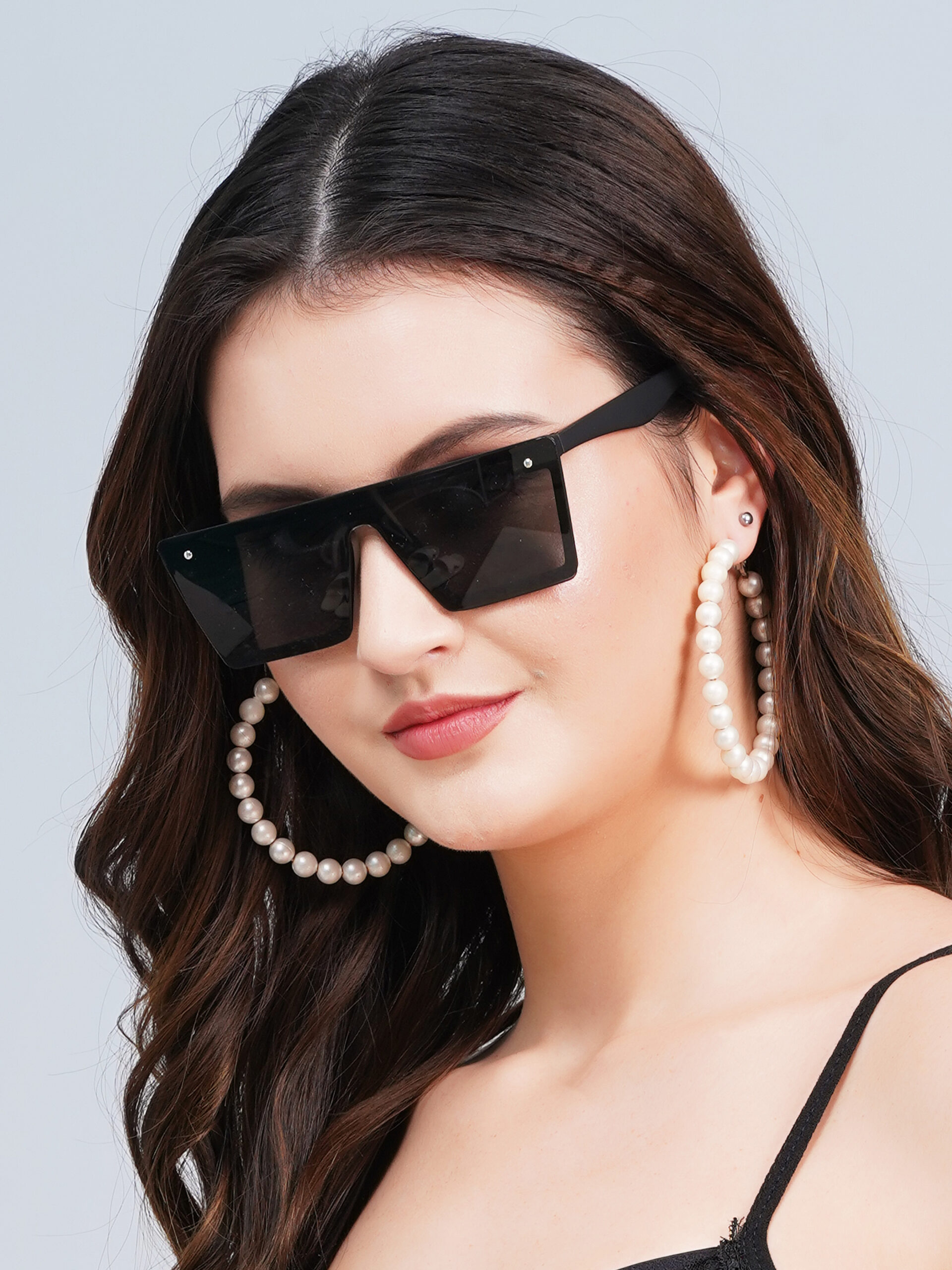 KAPCHA Square Oversized Sunglasses For Women, Black Gradiant Lens, UV Protected Lens