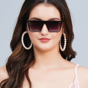 KAPCHA Square Oversized Sunglasses For Women, Purple Gradiant Lens, UV Protected Lens