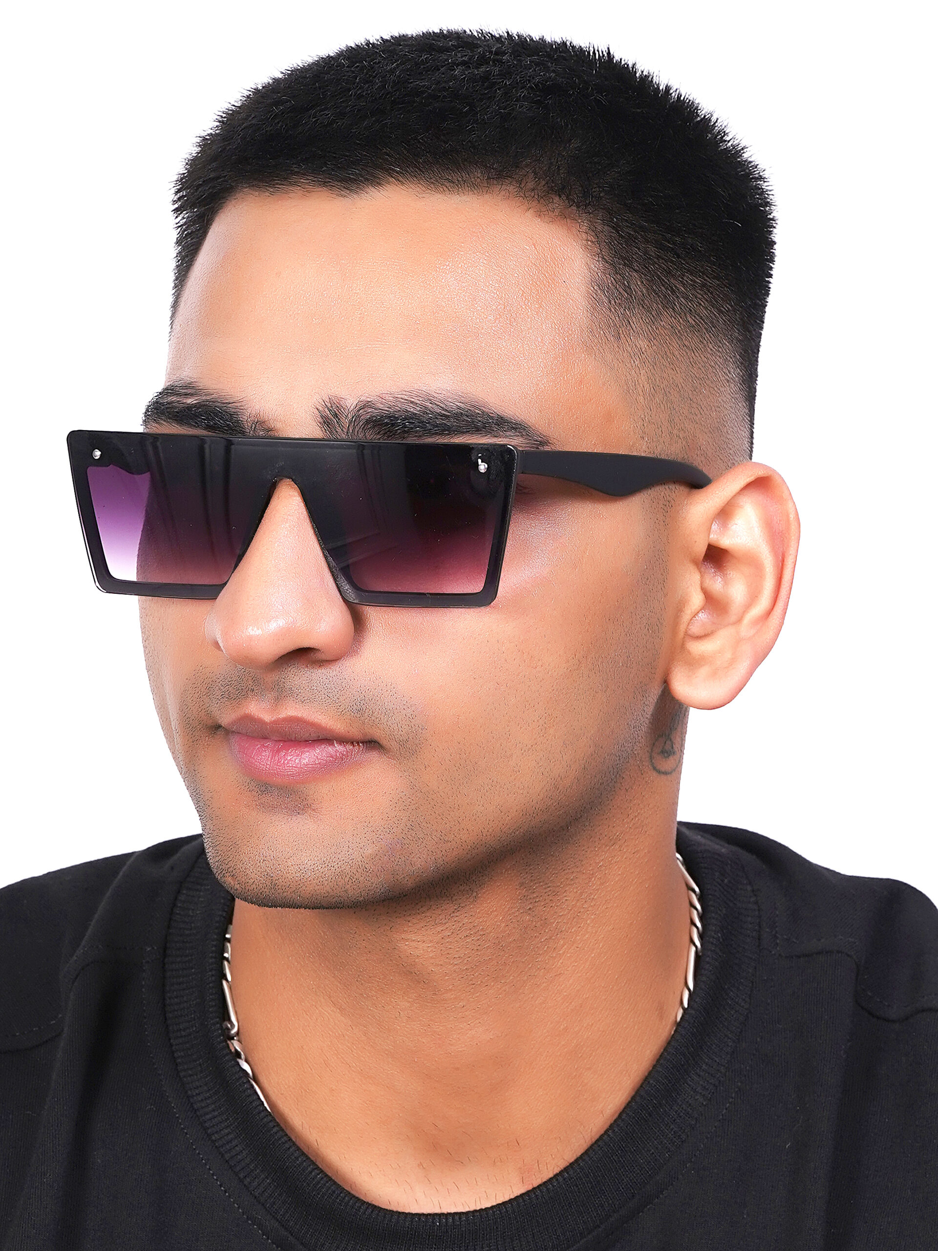 KAPCHA Square Oversized Sunglasses, Purple Gradiant Lens, UV Protected Lens