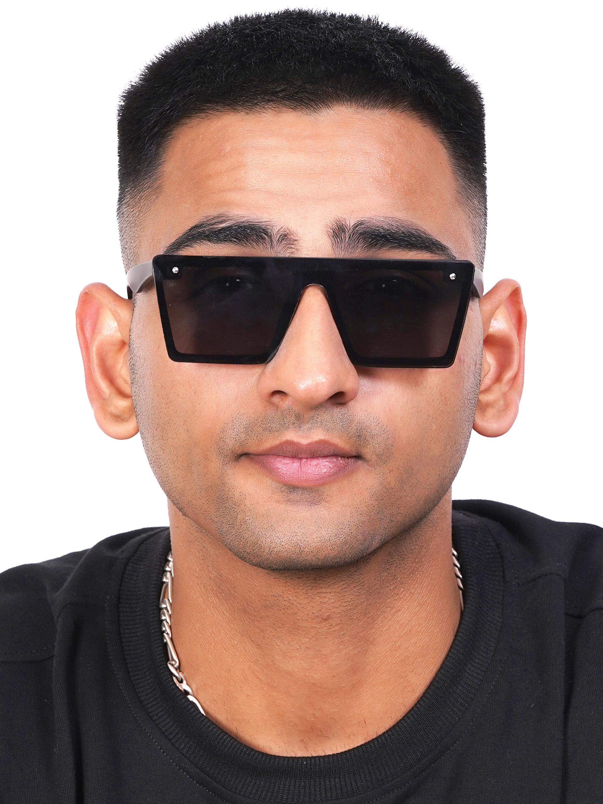 KAPCHA Square Oversized Sunglasses For Men, Black Gradiant Lens, UV Protected Lens