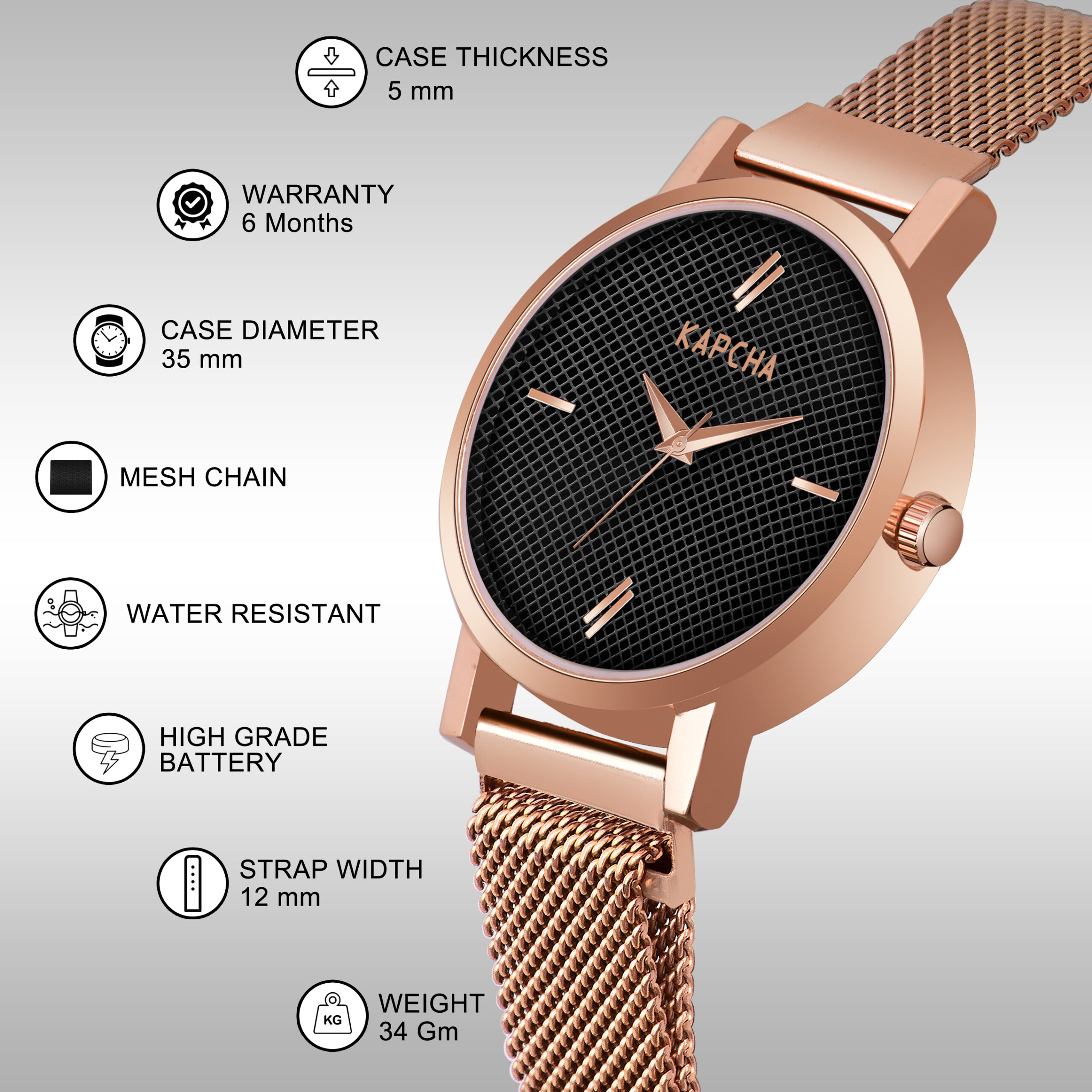 KAPCHA Stylish Chain Strap Watch with Golden Stone Gifting Bracelet for Women Quartz Movement, Round Dial, Adjustable Strap - Image 5