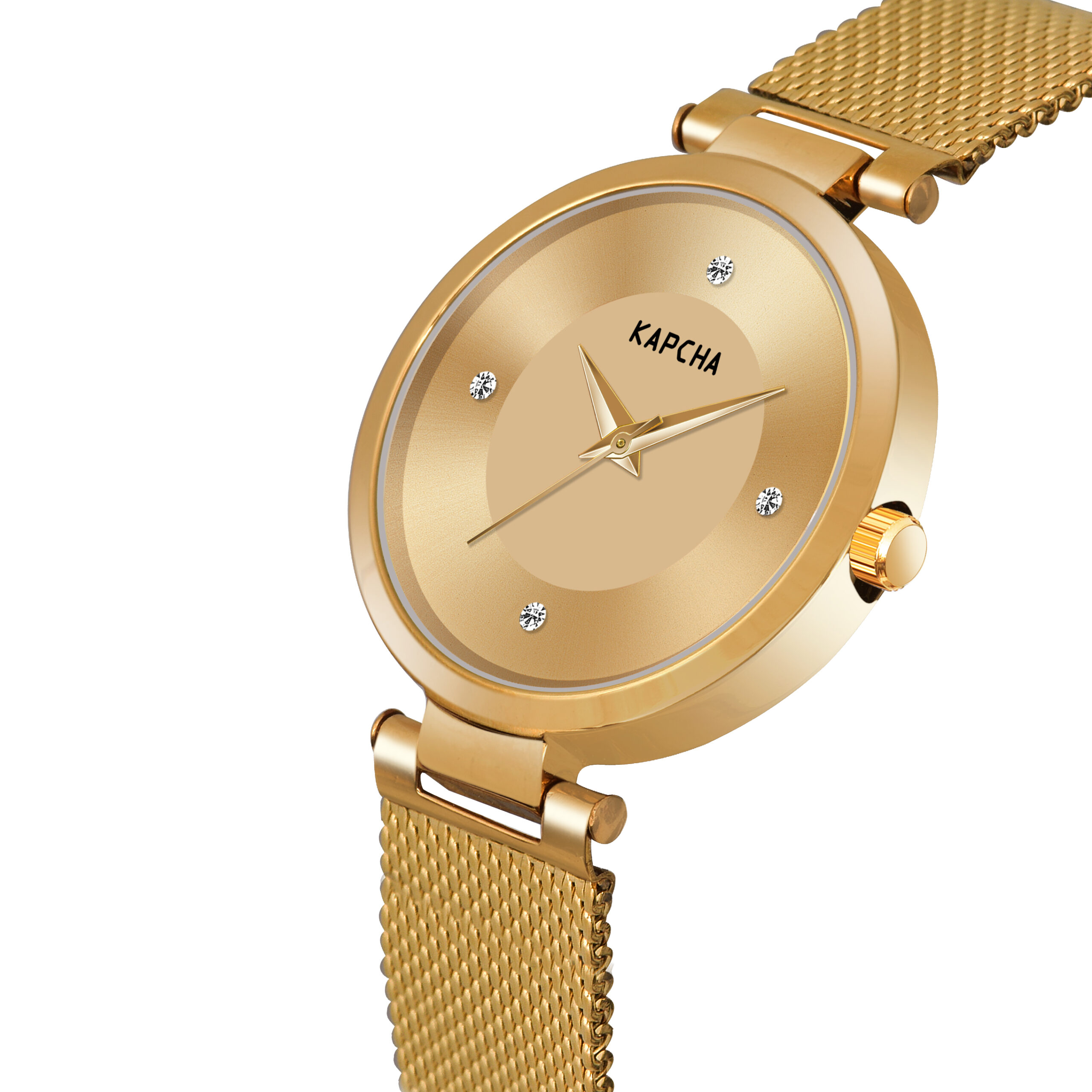 KAPCHA Women's Fashionable Chain Strap Watch with Golden Stone Charm Bracelet, Quartz Movement Adjustable - Image 3