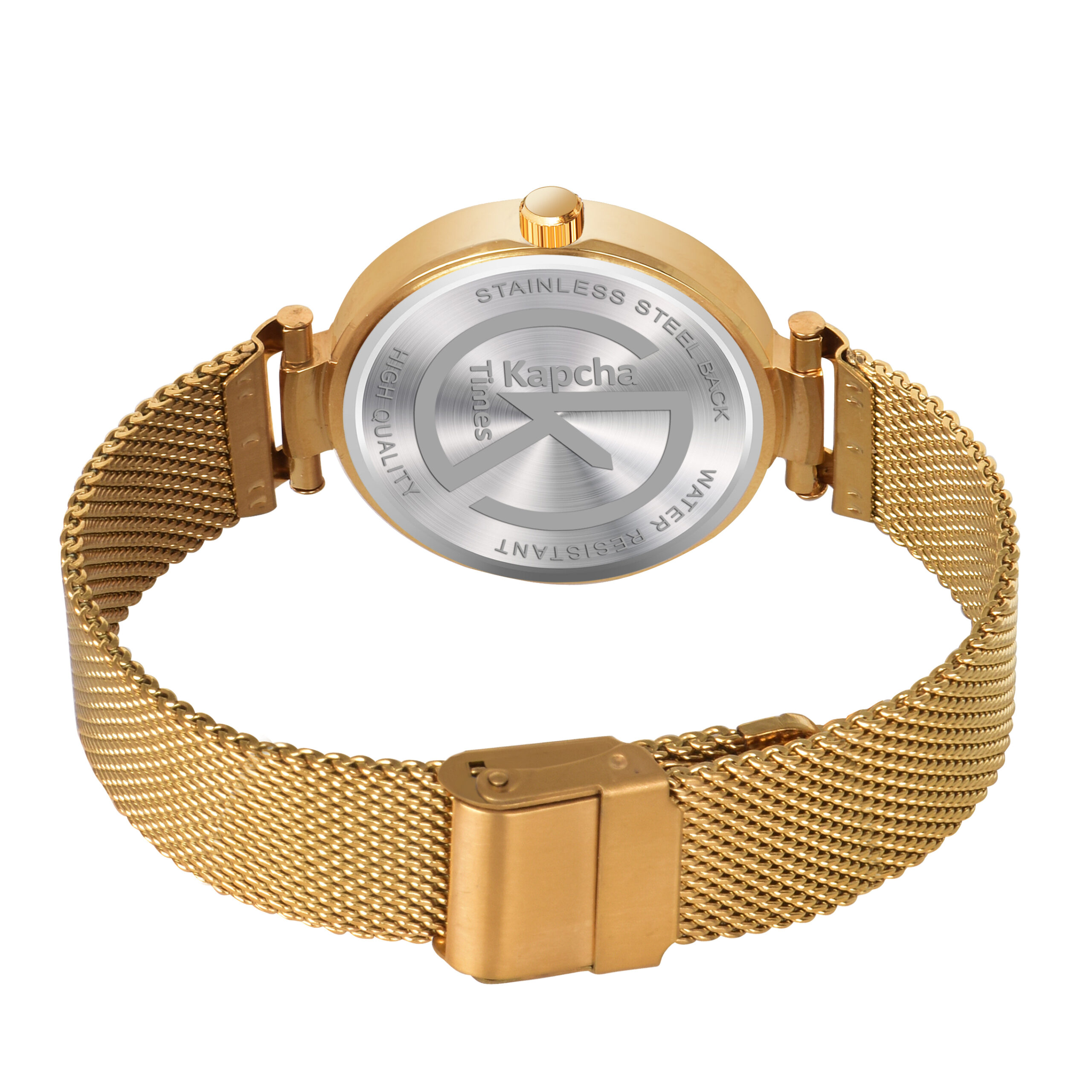 KAPCHA Women's Fashionable Chain Strap Watch with Golden Stone Gifting Bracelet Quartz Movement Adjustable Strap - Image 4