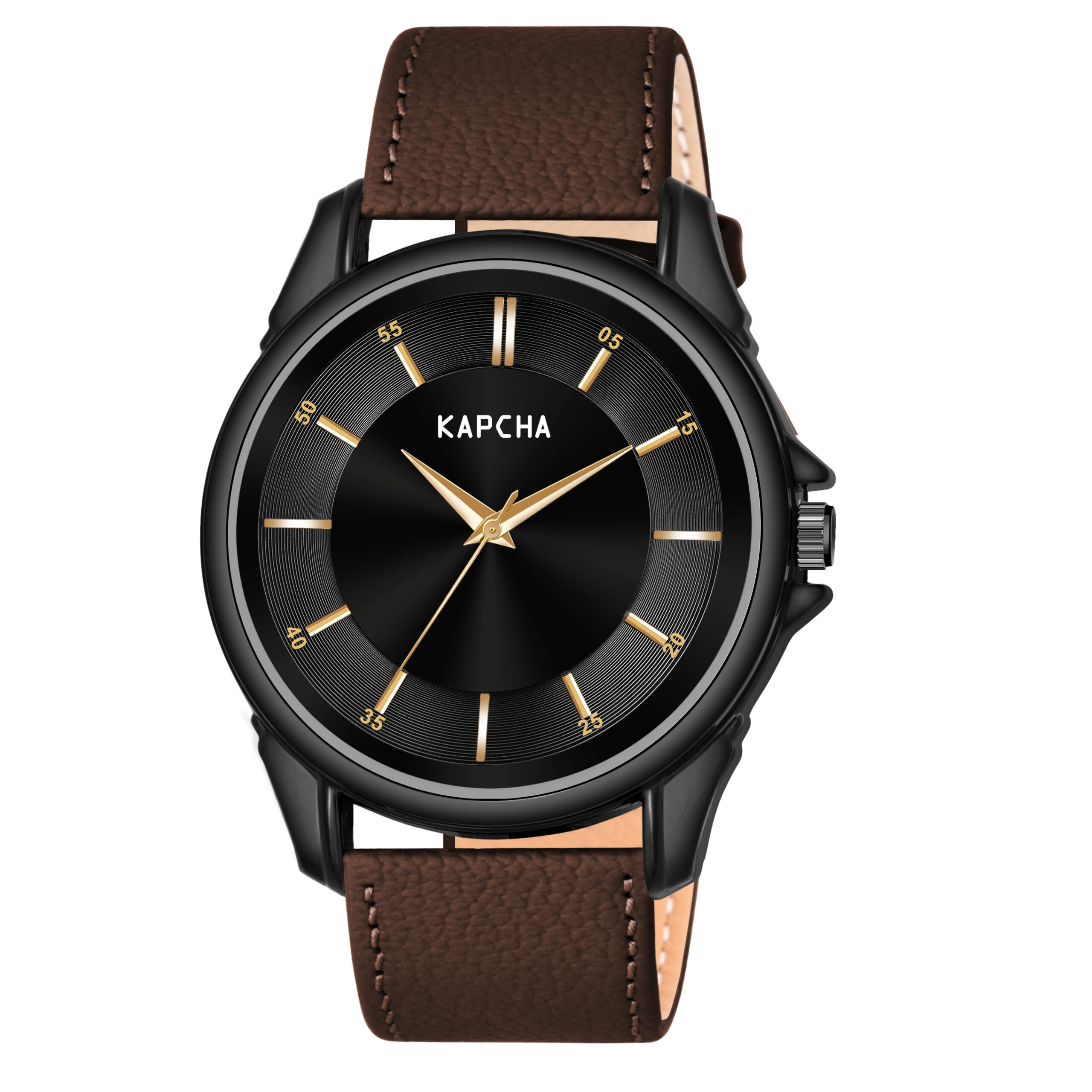 KAPCHA Stylish Men's Genuine Leather Strap Watch with Gift Bracelet Round Dial Shape, Quartz Movement - Image 2