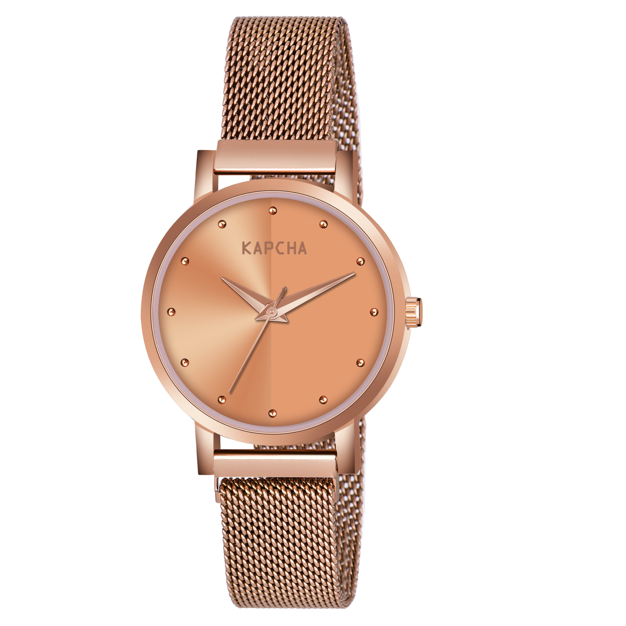 KAPCHA Chic Women's Chain Strap Watch with Rose Gold Floral Gifting Bracelet, Round Dial Shape, Quartz Movement - Image 2