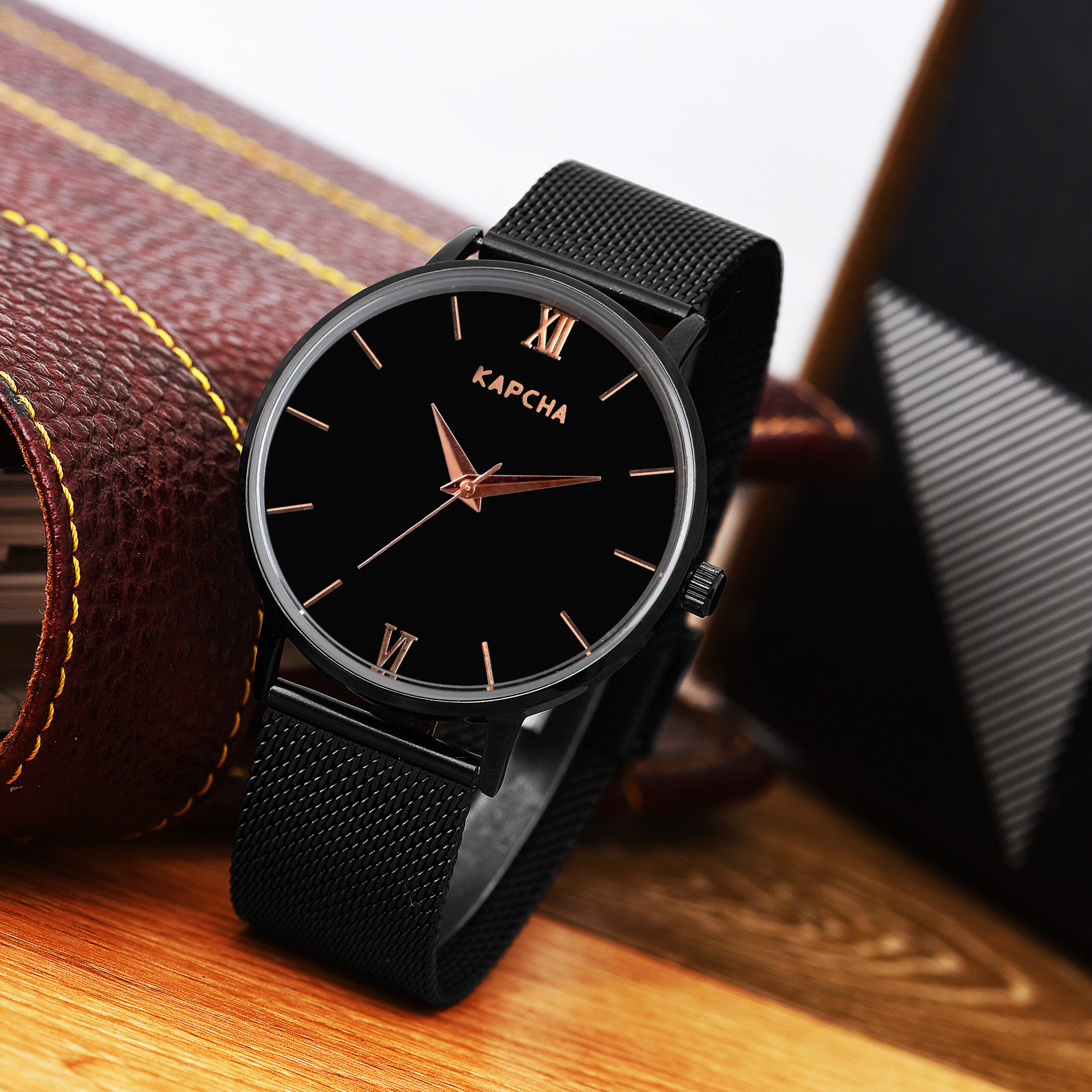 KAPCHA Versatile Stylish Men's Mesh Chain Strap Watch with Gift Bracelet Round Dial Shape, Quartz Movement - Image 6