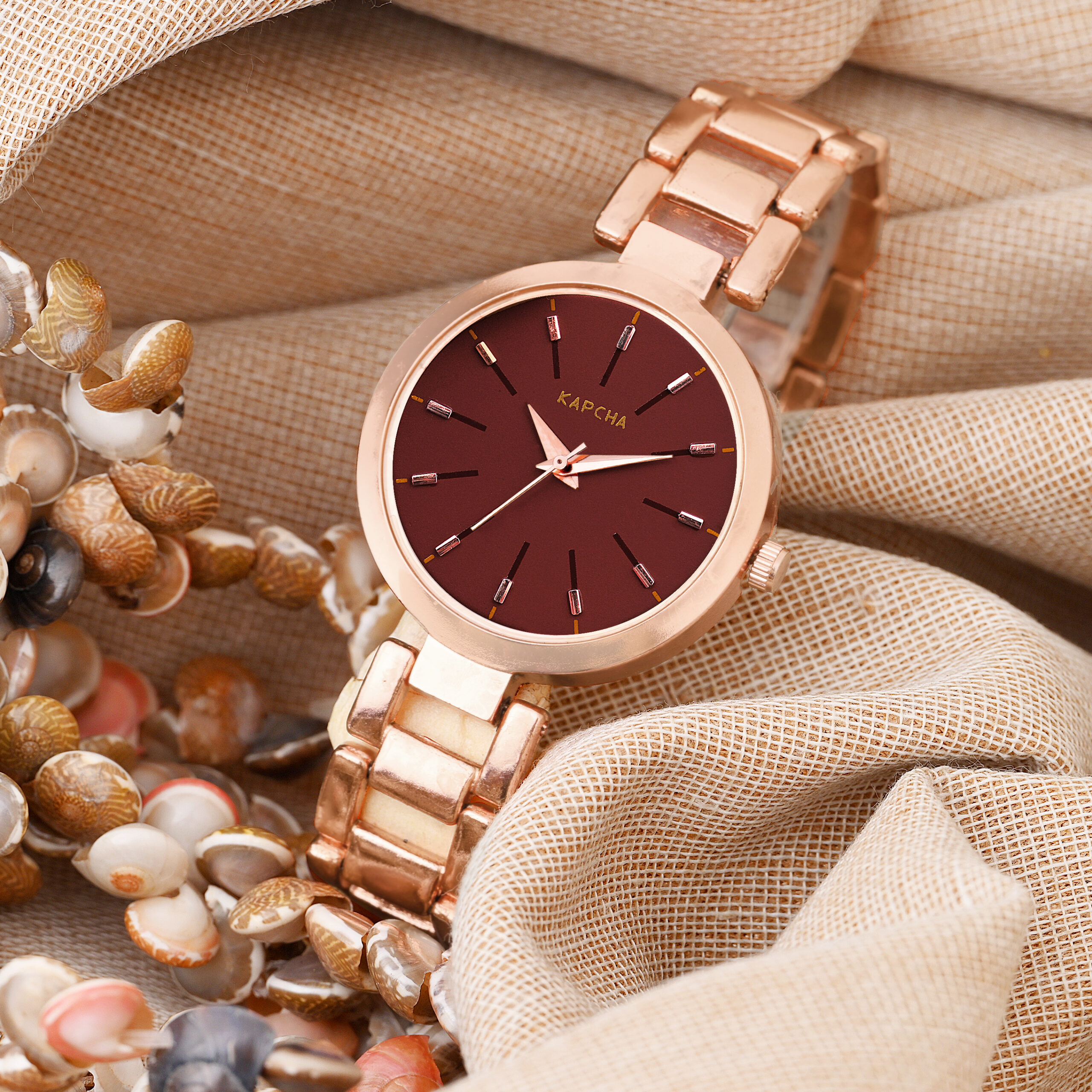 KAPCHA Versatile Stylish Women's Mesh Strap Watch with Rose Gold Floral Gifting Bracelet, Round Dial Shape, Quartz Movement - Image 6