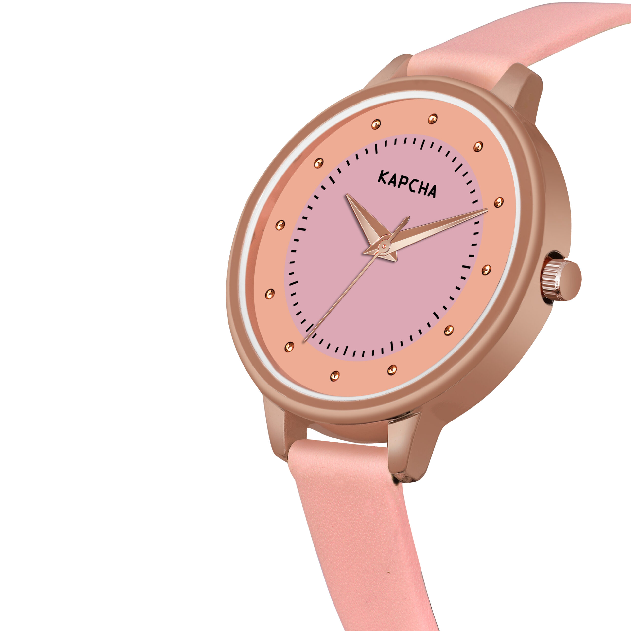 KAPCHA Versatile Stylish Women's Genuine Leather Strap Watch with Golden Stone Gifting Bracelet Round Dial Shape, Quartz Movement - Image 5