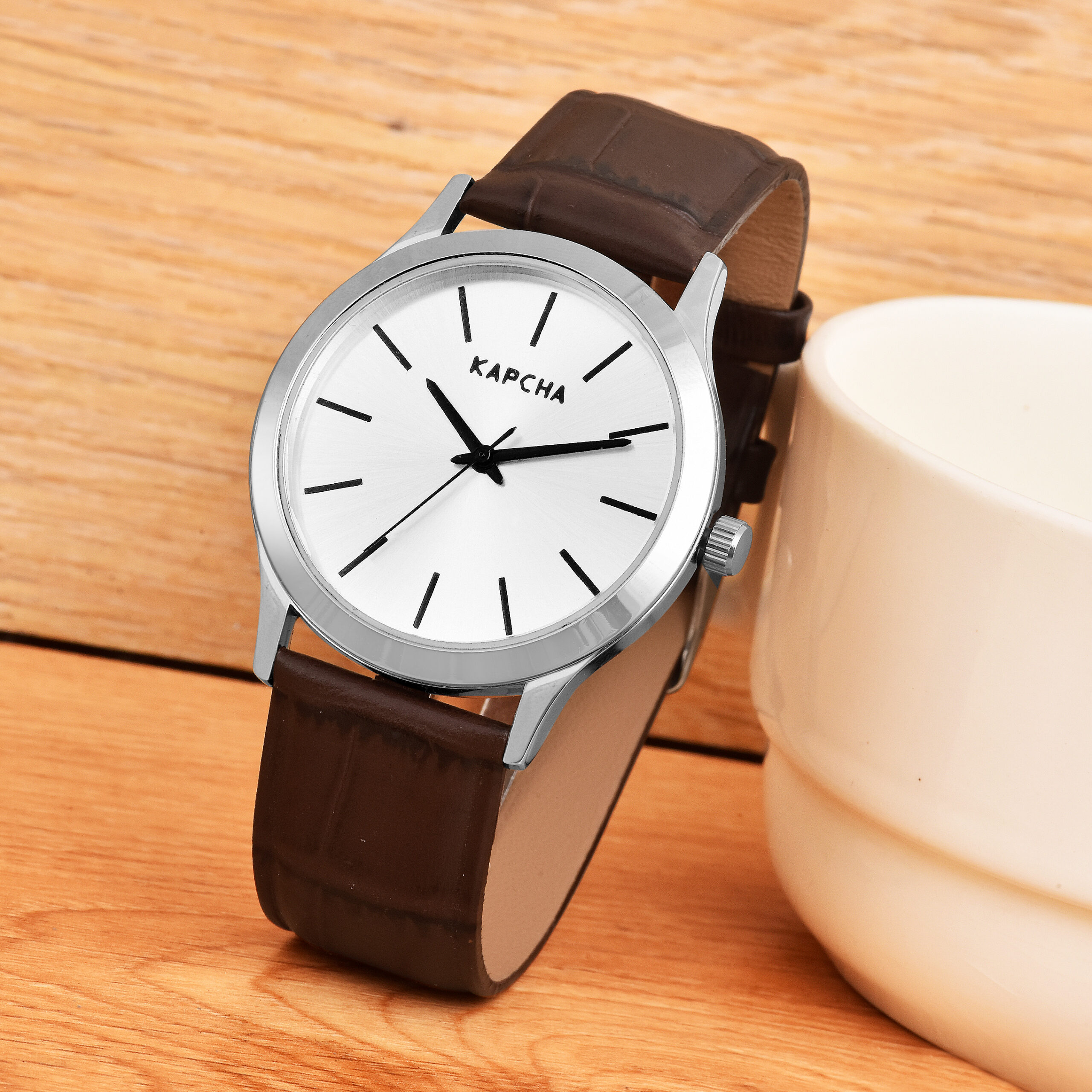 KAPCHA Versatile Stylish Mens Leather Strap Watch with Gift Bracelet Round Dial Shape, Quartz Movement - Image 6