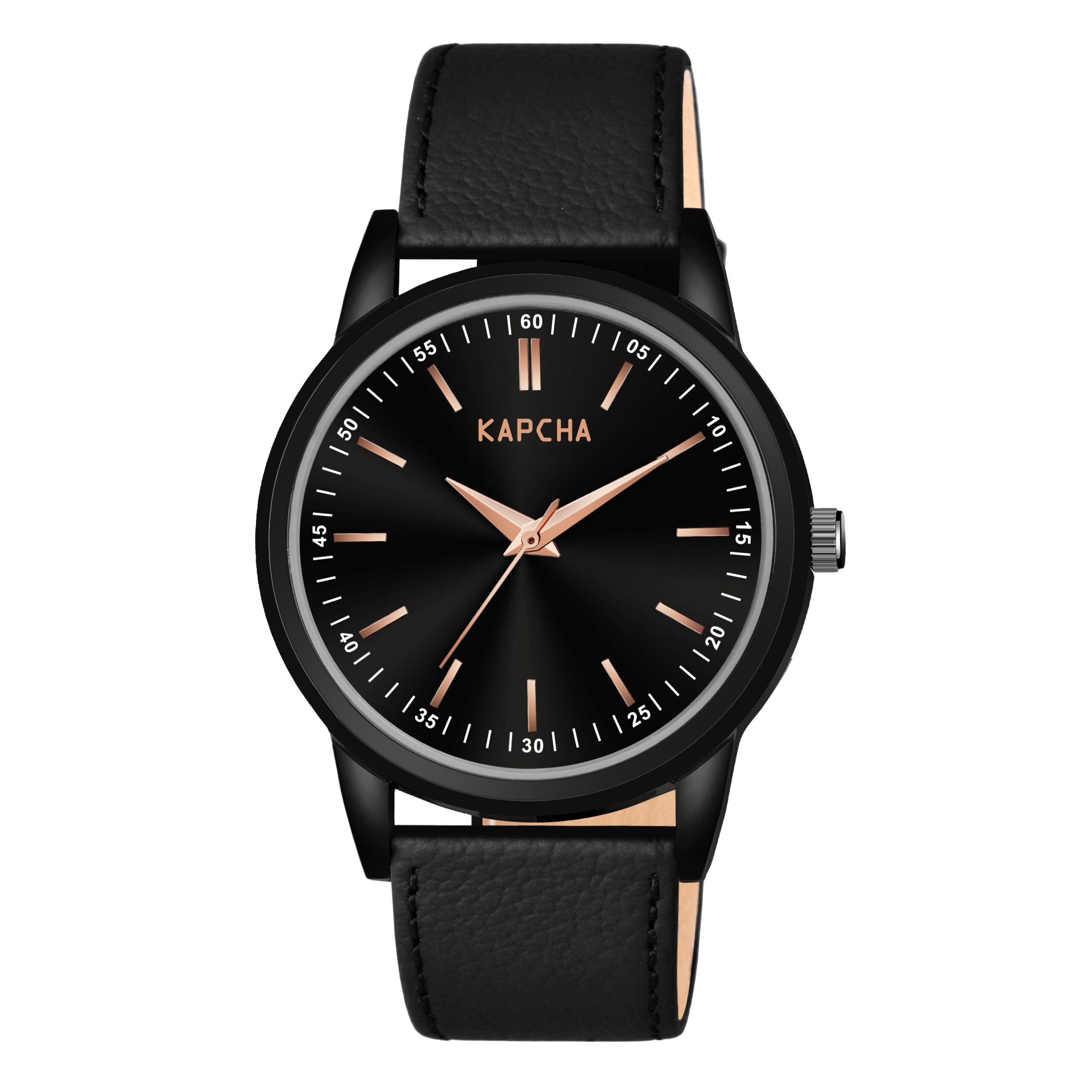 KAPCHA Versatile Stylish Men's Genuine Leather Strap Watch with Gift Bracelet with Sleek Round Dial Shape, Reliable Quartz Movement - Image 2