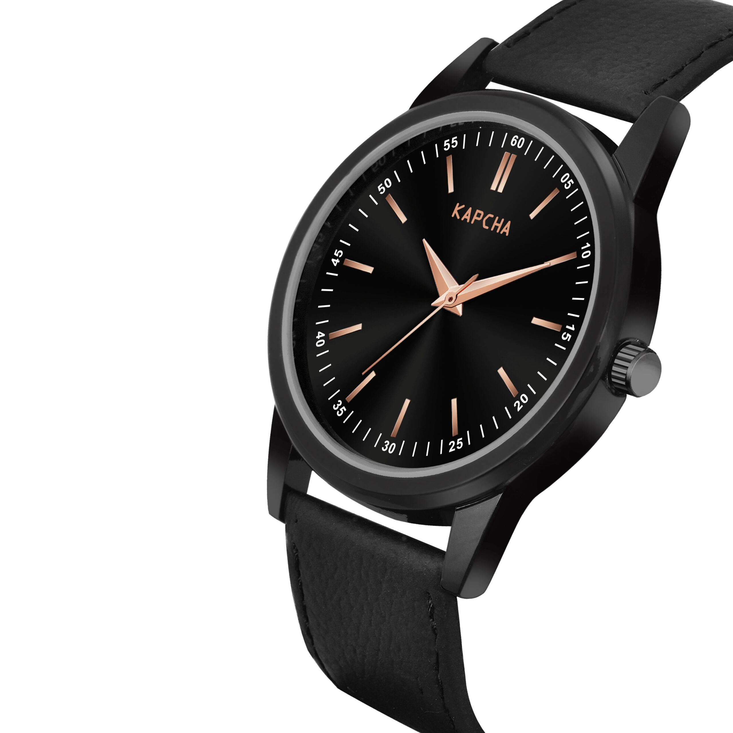 KAPCHA Versatile Stylish Men's Genuine Leather Strap Watch with Gift Bracelet with Sleek Round Dial Shape, Reliable Quartz Movement - Image 3