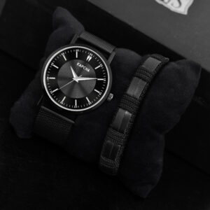 KAPCHA Versatile Stylish Mens Mesh Chain Strap Watch with Gift Bracelet Round Dial Shape, Sleek Design, Reliable Quartz Movement