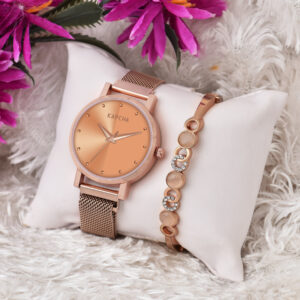 KAPCHA Chic Women's Chain Strap Watch with Gift Bracelet Round Dial Shape, Quartz Movement