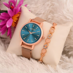 KAPCHA Modern Women’s Chain Watch with Gift Bracelet with Classic Appeal Quartz Movement