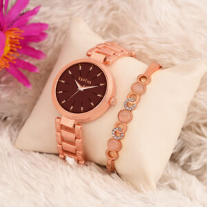 KAPCHA Versatile Stylish Women's Mesh Strap Watch with Gift Bracelet Round Dial Shape, Quartz Movement