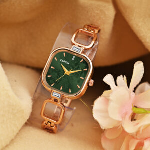 KAPCHA Women’s Analog Watch – Stylish Rose Gold Bracelet Strap, Elegant Quartz Wrist Watch (Green)