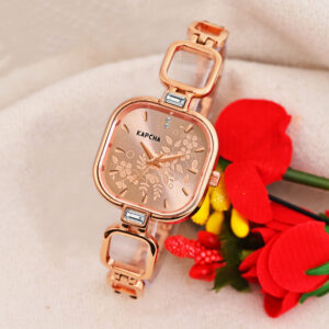 KAPCHA Women’s Analog Watch – Stylish Rose Gold Bracelet Strap, Elegant Quartz Wrist Watch (Rose Gold)