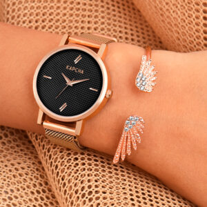 KAPCHA Modern Women's Wrist Watch Combo Quartz Movement, Round Dial, Fashion Accessory for Both Casual and Formal Wear