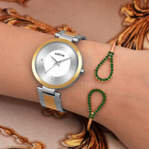 KAPCHA Elegant Stainless Steel Strap Watch with Bracelet, Fashionable Gift Combo Pack of 2, Reliable Quartz Movement, Adjustable Fit, Style for Every Occasion