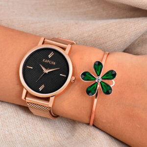 KAPCHA Modern Women's Wrist Watch Combo Quartz Movement, Round Dial, Fashion Accessory for Both Casual and Formal Wear