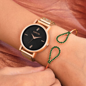 KAPCHA Modern Women's Wrist Watch Combo Quartz Movement, Round Dial, Fashion Accessory for Both Casual and Formal Wear