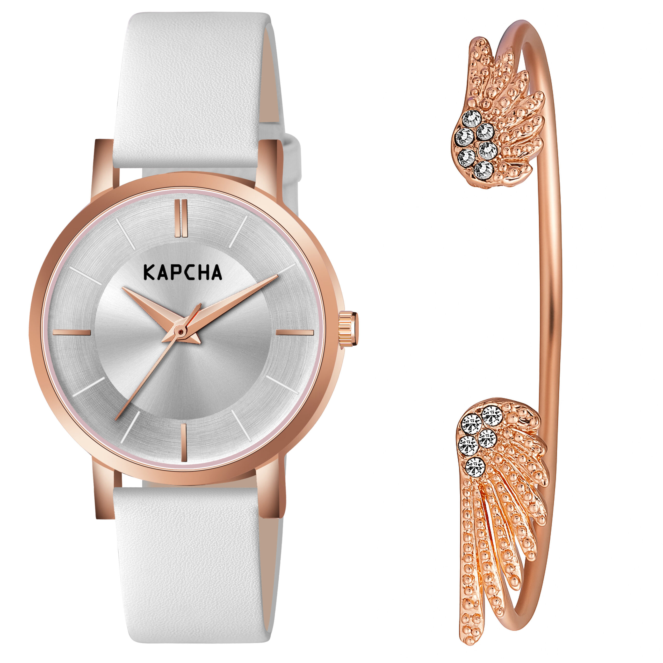 KAPCHA Versatile Leather Strap Watch and Chic Bracelet Combo | Set of 2 | Elegant Jewellery for Ladies | Fashion Accessory | Gift for Her - Image 8