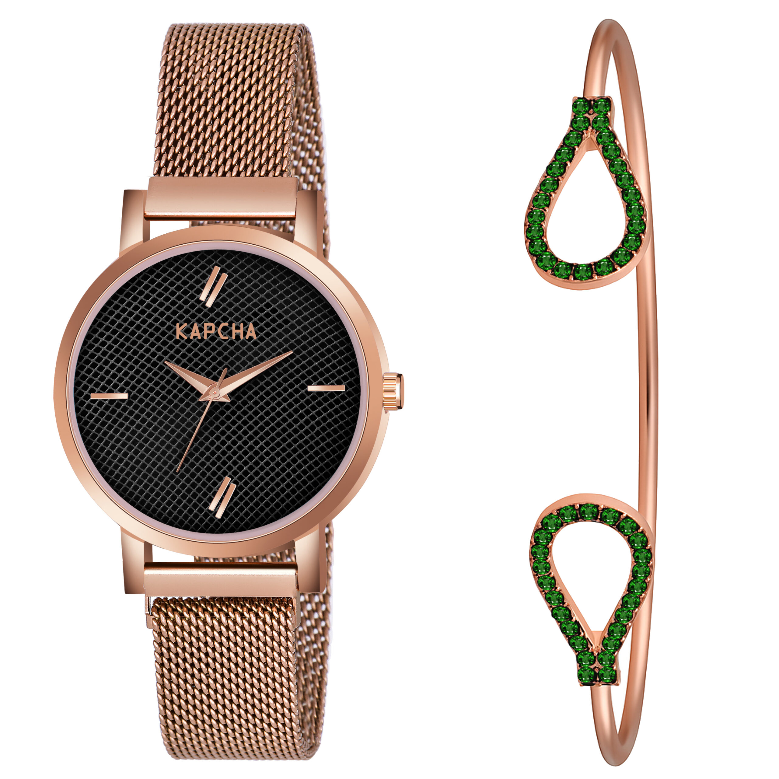 KAPCHA Modern Women's Wrist Watch Combo Quartz Movement, Round Dial, Fashion Accessory for Both Casual and Formal Wear - Image 2