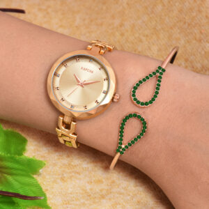 KAPCHA Women's Watch and Bracelet Combo | Versatile Stylish Stainless Steel Strap Watch | Ideal for Casual and Formal Wear | Fashion Accessory | Anniversary Gift for Wife/Mom