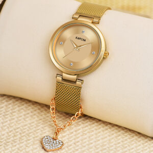 KAPCHA Stainless Steel Watch and Chain Bracelet Combo for Women | Fashionable Workwear Jewellery| Quartz Movement | Gift for Her