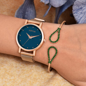 KAPCHA Stylish Analog Watch with Charm Bracelet Combo | Set of 2 | Designer Ladies Gift Box | Quartz Movement