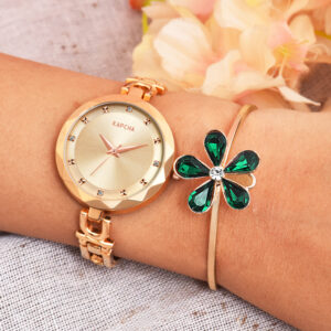 KAPCHA Women's Watch and Bracelet Combo | Versatile Stylish Stainless Steel Strap Watch | Ideal for Casual and Formal Wear | Fashion Accessory | Anniversary Gift for Wife/Mom