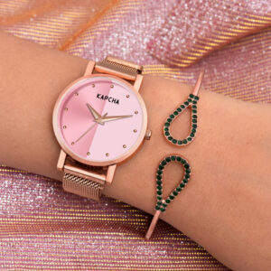 KAPCHA Festive Women's Watch Gift Pack Versatile Stylish Chain Strap Watch with Bracelet Ideal for Both Casual and Formal Wear
