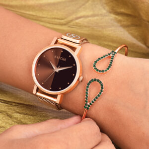 KAPCHA Minimal Elegance Women's Watch & Bracelet Set Chain Strap with Round Dial, Quartz Movement