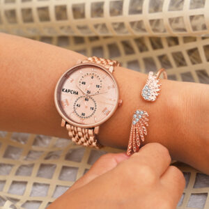 KAPCHA Timeless Women's Watch Bracelet Gift Set Versatile Stylish Mesh Chain Strap, Round Dial, Quartz Movement, Ideal for Both Casual and Formal Wear