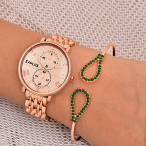 KAPCHA Timeless Women's Watch Bracelet Gift Set Versatile Stylish Mesh Chain Strap, Round Dial, Quartz Movement, Ideal for Both Casual and Formal Wear