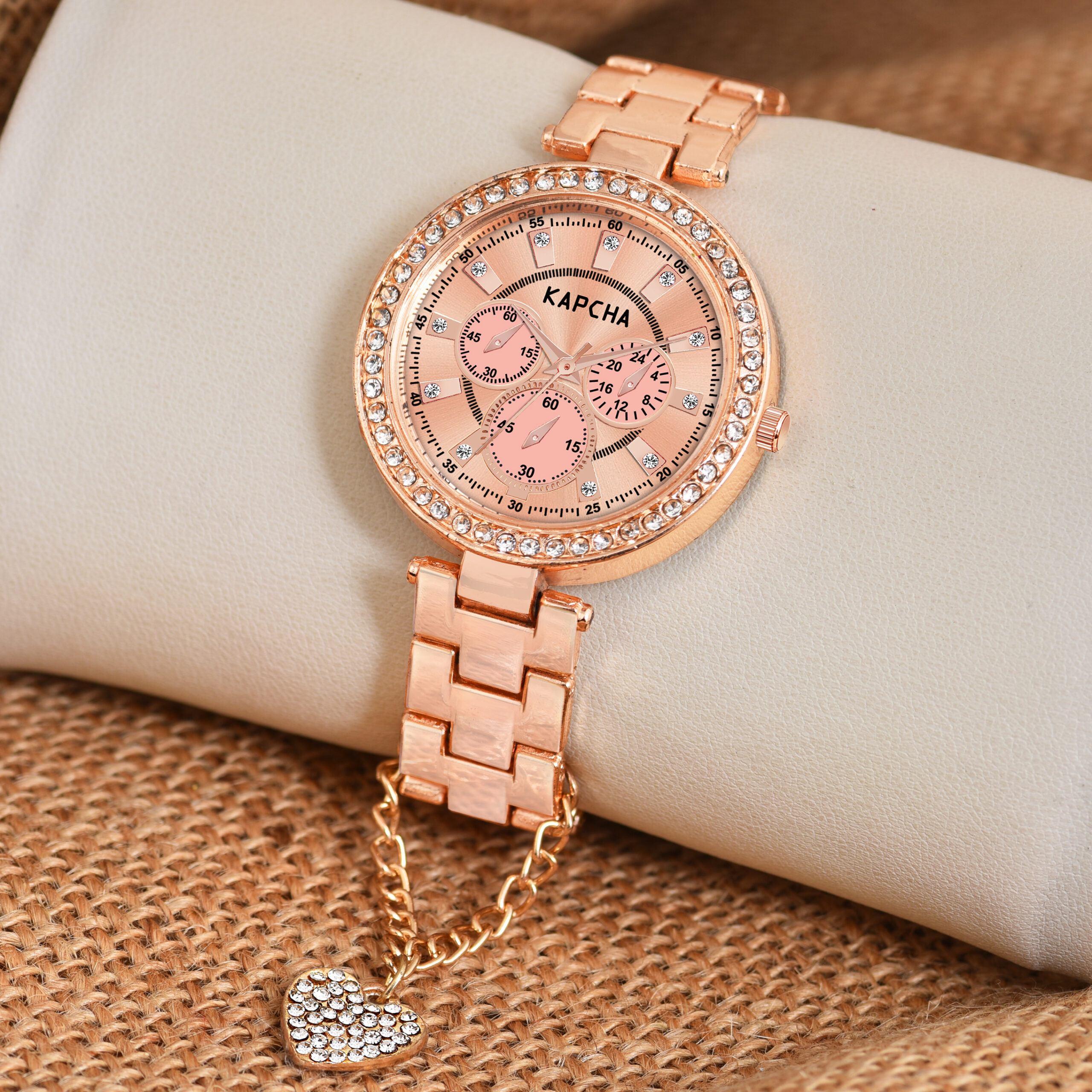 KAPCHA Women's Mesh Strap Watch with Rose Gold Floral Gifting Bracelet, Quartz Movement Adjustable Strap for Casual and Formal Wear