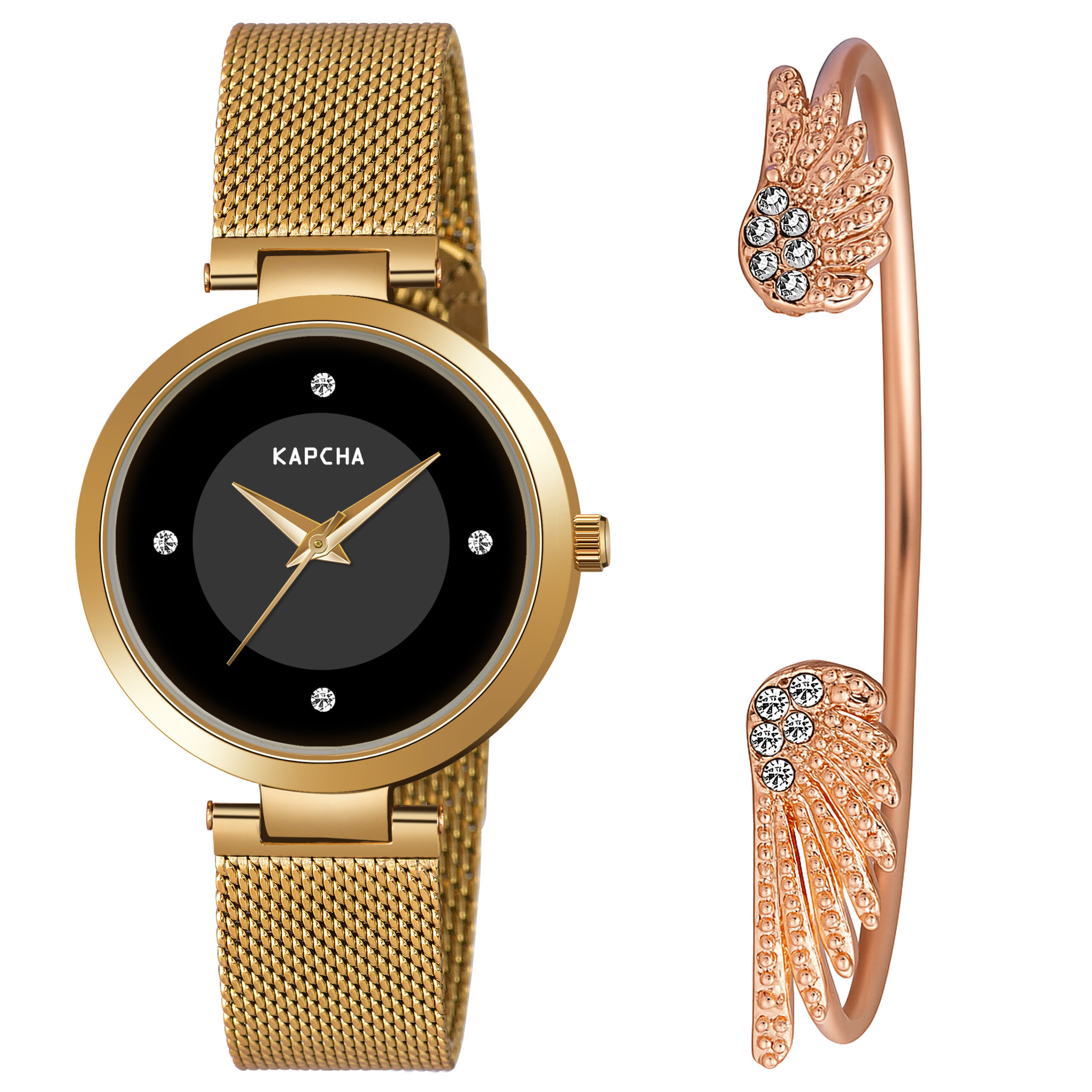 KAPCHA Minimalist Ladies Watch & Cuff Bracelet Gift Set | Timeless Elegant Combo, Reliable Quartz Movement, and Adjustable Fit | Ideal for Every Occasion - Image 2