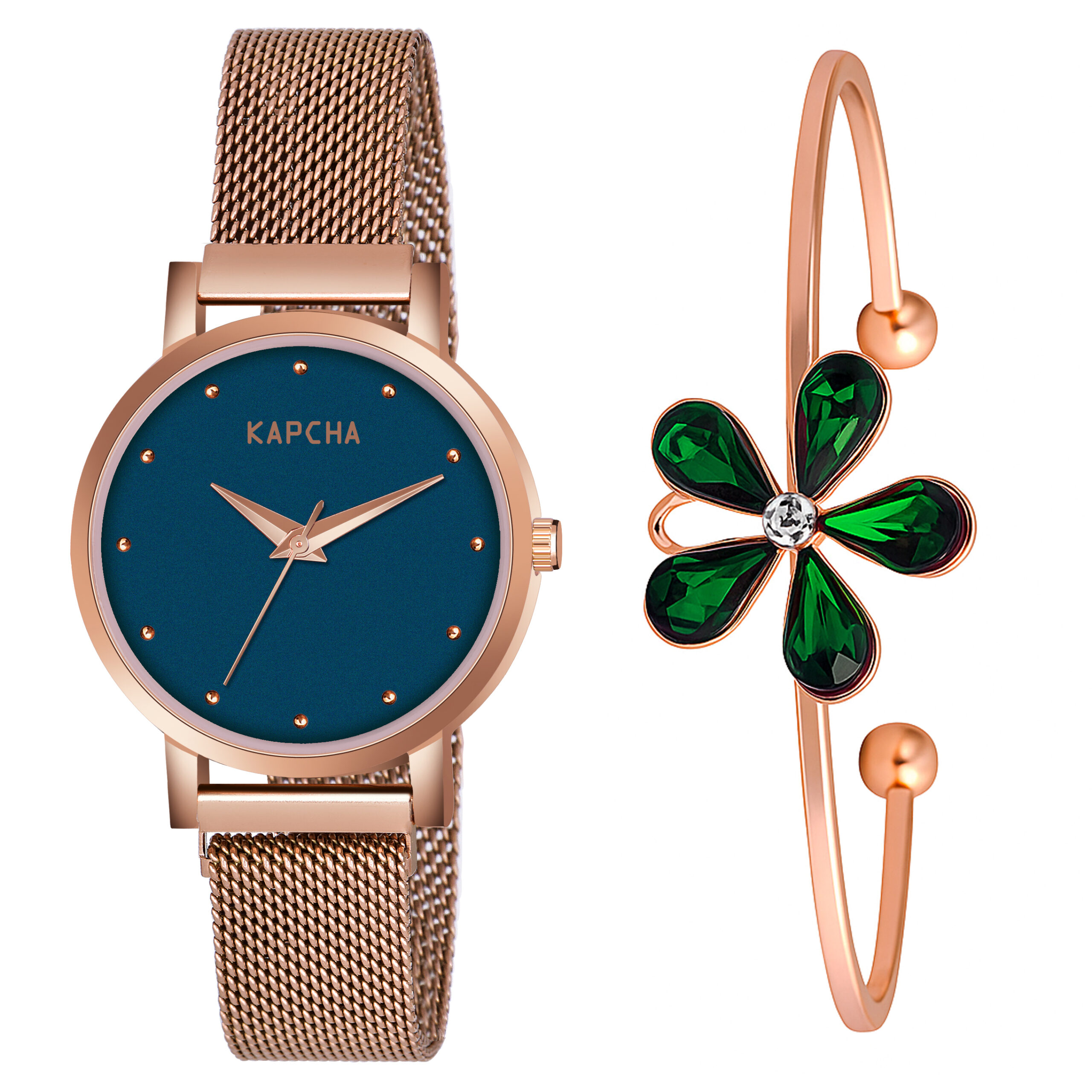 KAPCHA Stylish Analog Watch with Charm Bracelet Combo | Set of 2 | Designer Ladies Gift Box | Quartz Movement, Adjustable Fit - Image 2