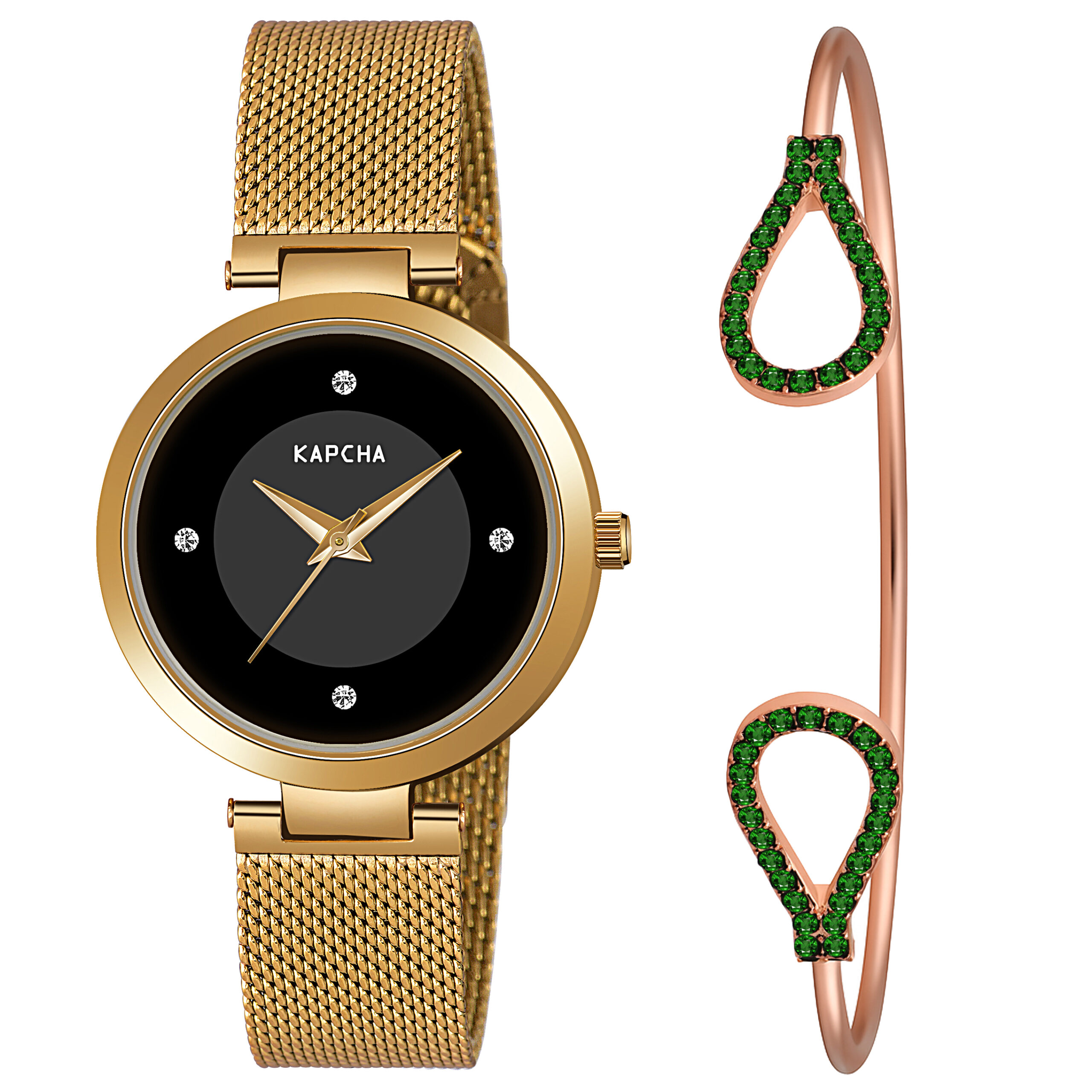 KAPCHA Minimalist Ladies Watch & Cuff Bracelet Gift Set | Timeless Elegant Combo, Reliable Quartz Movement, and Adjustable Fit | Ideal for Every Occasion - Image 2